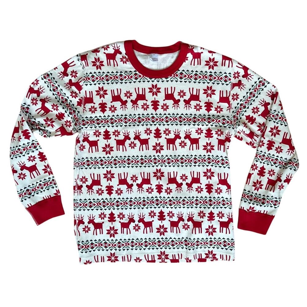 Hanna Andersson Adult Reindeer Print Holiday Long Sleeve Top Size XXLarge Cotton